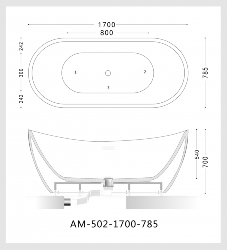 Ванна акриловая Art&Max AM-502-1700-785 отдельностоящая овальная - фото 5