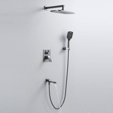 Душевая система Shevanik S4035T встраиваемая в стену цвет оружейная сталь