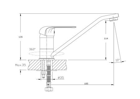 Смеситель для кухни Rush Fiji FI1835-25 на мойку хром