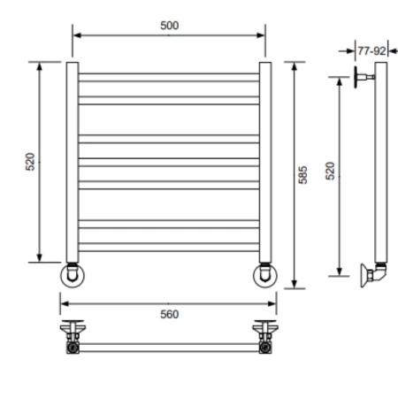 Полотенцесушитель водяной Veconi Vero-A V6050GR-A 50х60 серый