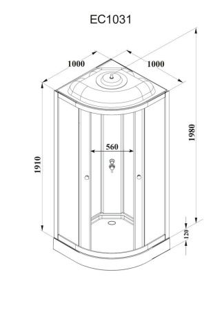 Душевая кабина Parly Classic EC1031 100х100 четверть круга с крышей ориентация универсальная