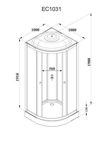Душевая кабина Parly Classic EC1031 100х100 четверть круга с крышей - фото 4