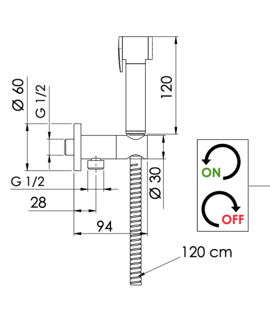 Гигиенический комплект с запорным вентилем Remer 338M332OW хром