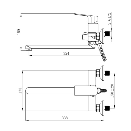 Смеситель для ванны Tokito AMA TOK-AMA-1015BL настенный черный