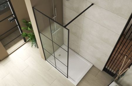 Душевая перегородка Bravat Blackline BG090.5413B 90х195 стекло прозрачное профиль черный