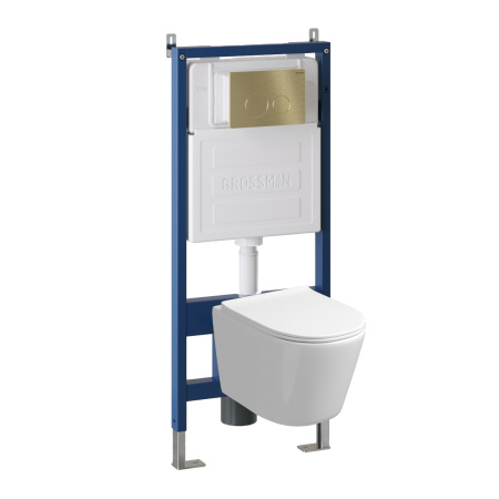 Инсталляция + кнопка смыва + унитаз Grossman Style 97.4477S.05.32M