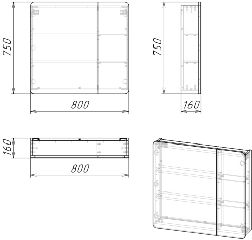 Зеркало-шкаф Stella Polar Адель SP-00001101 80х16х75 подвесной цвет белый - фото 2 Зеркало-шкаф Stella Polar Адель SP-00001101 80х16х75 подвесной цвет белый - фото 2