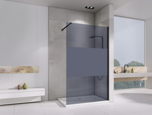 Душевая перегородка Abber Immer Offen AG69120BT 120х200 стекло прозрачное с рисунком профиль черный - фото 2