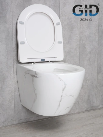 Унитаз подвесной Gid Convexo 62228Y черный с декором с сиденьем микролифт безободковый смыв торнадо