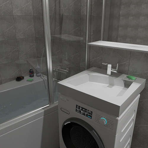 Раковина из искусственного мрамора Altasan QUADRO UPP60QUADROs 60х60 над стиральной машиной цвет белый 1 отверстие под смеситель - фото 5 Раковина из искусственного мрамора Altasan QUADRO UPP60QUADROs 60х60 над стиральной машиной цвет белый 1 отверстие под смеситель - фото 5