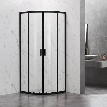 Душевой уголок Veconi Rovigo RV202B-80-01-C4 80х80 стекло прозрачное профиль черный без поддона