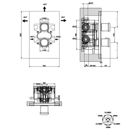 Встраиваемая часть термостатического смесителя Gessi 09269#031