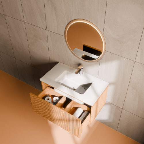 Тумба под раковину ArtDecco Elizabeth (Элизабет) AEL08W11S000 80x45x40 подвесная цвет белый дуб - фото 3