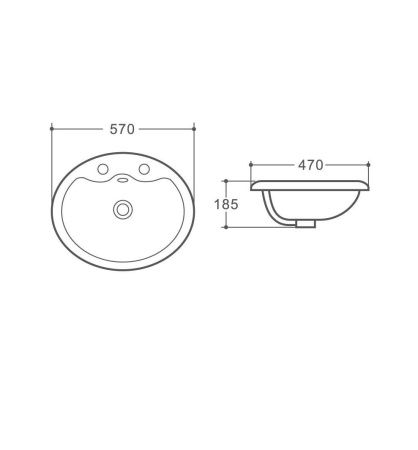 Раковина керамическая Art&Max AM6300 60х50 полувстраиваемая цвет белый