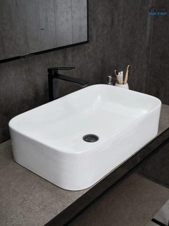 Раковина керамическая Gid Geométrico 51231 60х40 накладная цвет белый без отверстий под смеситель