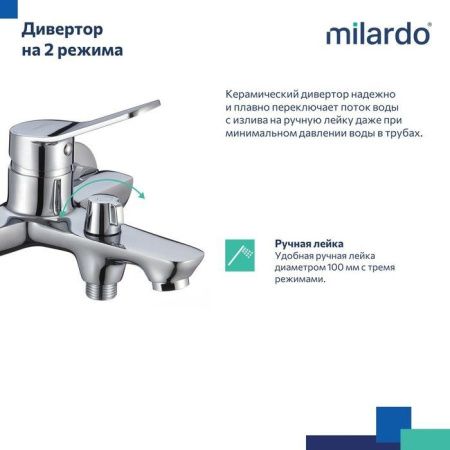 Смеситель для ванны Milardo Enjoy ENJSB00M02 настенный хром