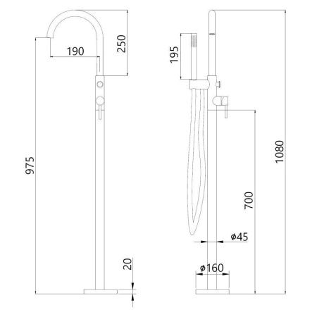 Смеситель Abber Wasser Kreis AF8115GN напольный золото