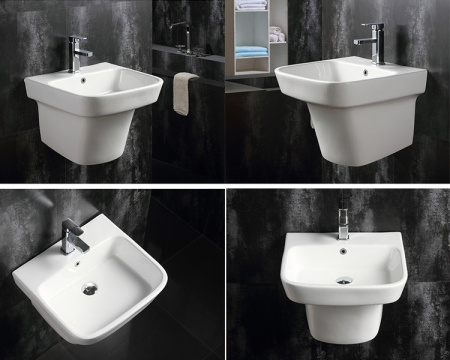 Раковина из санфаянса CeramaLux NB164 51х47 подвесная цвет белый 1 отверстие под смеситель