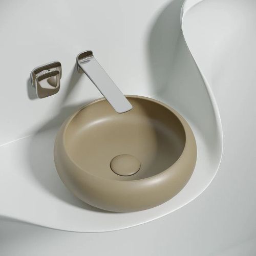 Раковина из сантехнического фарфора Ceramica Nova ELEMENT CN6050MC 40х40 накладная цвет коричневый без отверстий под смеситель - фото 2