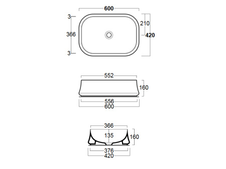 Раковина из санфаянса Simas SH 08 60х42 накладная цвет белый
