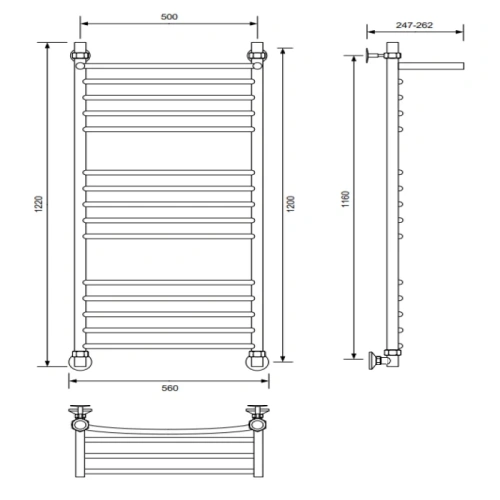 Полотенцесушитель Veconi Nemi-B N12050GR-B настенный водяной графит - фото 3