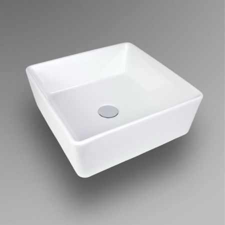 Раковина из сантехнического фарфора Bond Cube S54-390 40х40 накладная цвет белый без отверстий под смеситель