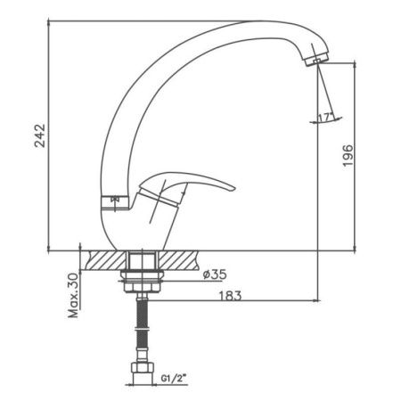 Смеситель для кухни Cron CN4129-2 на мойку хром