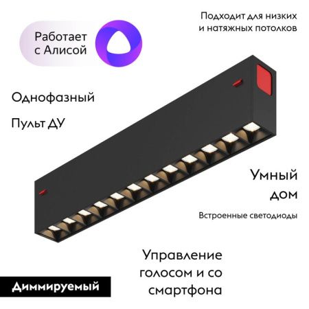 Трековый светодиодный светильник Denkirs Smart grill (Смарт грилл) DK8001-BK