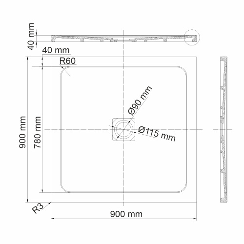 Душевой поддон WasserKRAFT Dinkel 58T 58T03 90x90 искусственный камень белый - фото 3