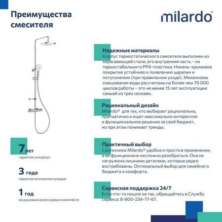 Душевая стойка Milardo Ideal Spa ILSSBTHM89 настенная цвет хром
