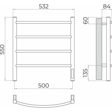 Полотенцесушитель электрический Terminus 4670078544483 55х55 хром