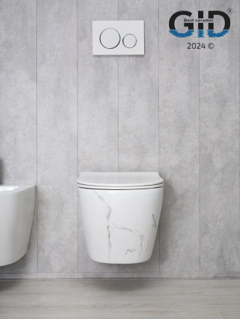 Унитаз подвесной Gid Convexo 62228Y черный с декором с сиденьем микролифт безободковый смыв торнадо