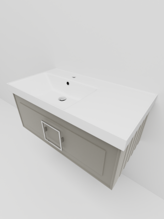 Раковина керамическая La Fenice Cubo CU.NN.90L 90х50 накладная цвет белый 1 отверстие под смеситель