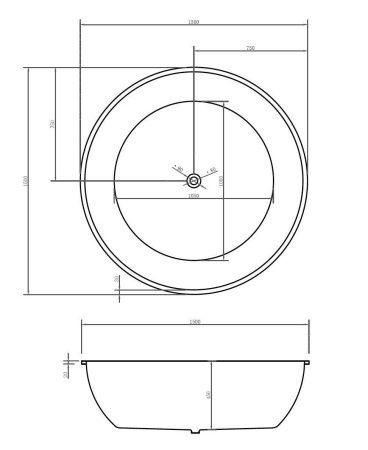 Ванна акриловая Abber AB9279 150х150 отдельностоящая круглая с каркасом