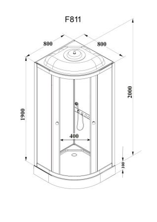 Душевая кабина Parly Frost F811 80х80 четверть круга с крышей ориентация универсальная