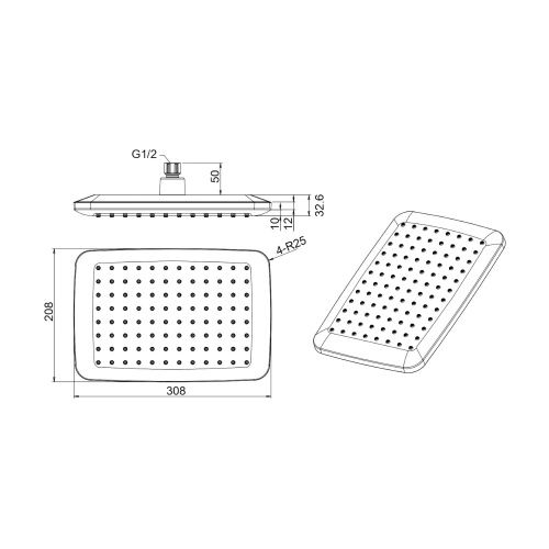 Верхний душ Savol SK-DP12 хром - фото 3