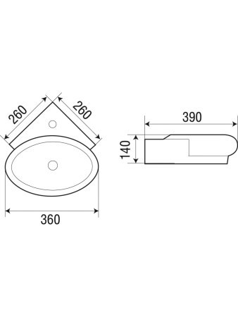 Раковина из сантехнического фаянса WeltWasser WW SK 10000003871 40х40 подвесная цвет белый 1 отверстие под смеситель