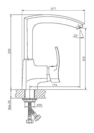 Смеситель для кухни Haiba HB70 HB4070 на мойку хром