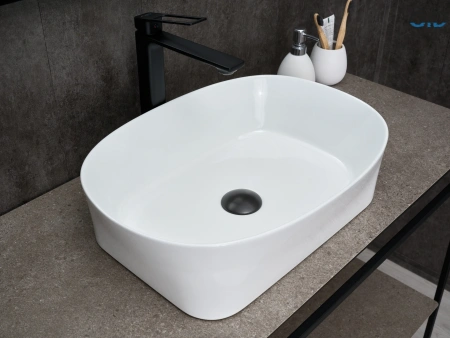 Раковина керамическая Gid Creativo 51233 50х40 накладная цвет белый без отверстий под смеситель