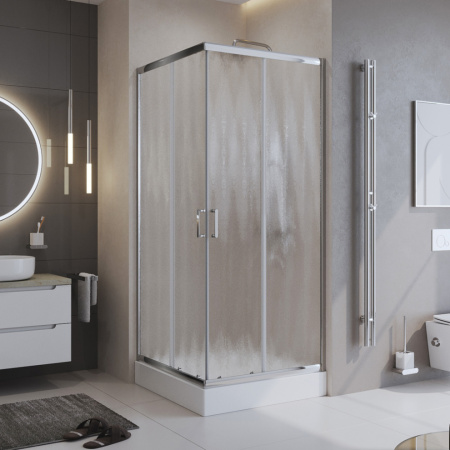 Душевой уголок BelBagno UNO-195 UNO-195-A-2-100-CH-CR стекло шиншилла 5 мм