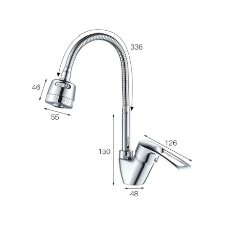 Смеситель для кухни Shevanik S5143 на мойку хром