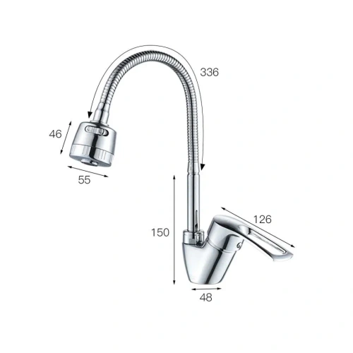 Смеситель для кухни Shevanik S5143 на мойку хром - фото 5