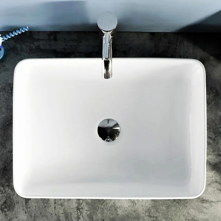 Раковина из сантехнического фарфора Teymi Helmi T50302 48х37 накладная цвет белый без отверстий под смеситель