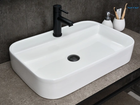 Раковина керамическая Gid Geométrico 51232 60х40 накладная цвет белый 1 отверстие под смеситель