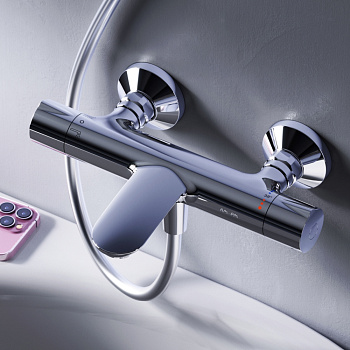 Смеситель для ванны и душа Am.Pm Like F8050000 настенный хром с термостатом