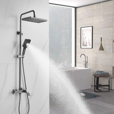 Душевая стойка Shevanik S4436T настенная цвет оружейная сталь
