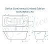 Ванна чугунная Delice Continental Limited Edition DLR230644-AS 165х70 пристенная прямоугольная без ножек с антискользящим покрытием