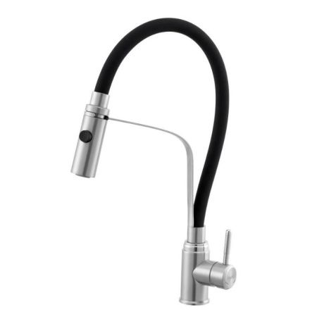 Смеситель для кухни Knotlor STREAMLINE SS-07 на мойку нержавеющая сталь