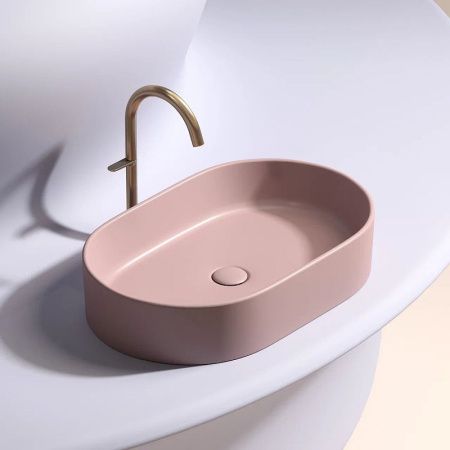 Раковина из сантехнического фарфора Ceramica Nova ELEMENT CN6048MP 60х40 накладная цвет розовый без отверстий под смеситель