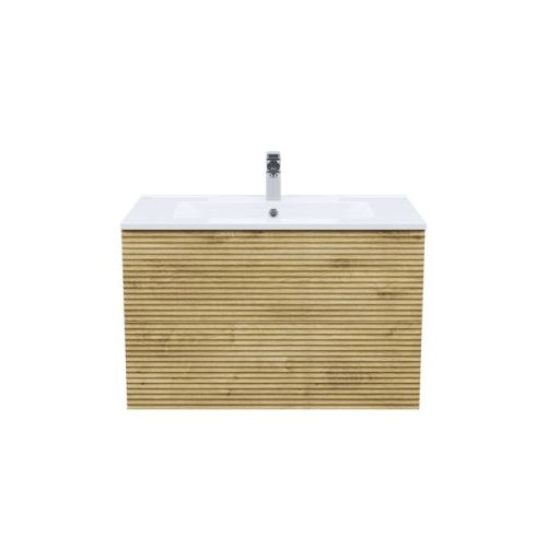 Тумба с раковиной IDDIS Bild BIL80V0i95K 80х45х50 подвесная цвет дуб - фото 2